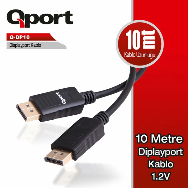 QPORT (Q-DP10) DISPLAY PORT 10 METRE KABLO
