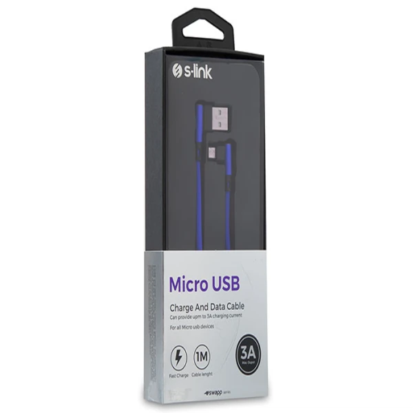 S-LINK SWAPP SW-C555 1M 3A MICRO LACIVERT KILIFLI METAL-L-KABLO