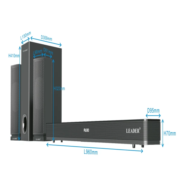 LEADER SB36 5.1 SOUNDBAR SES SISTEMI (BLUETOOTH-USB-HDMI-OPTIK-FM)