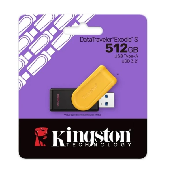 KINGSTON DTXS/512GB 512GB PORTABLE USB 3.2 GEN1 DATATRAVELER EXODIAS (BLACK/YELLOW) FLASH BELLEK