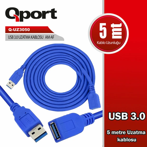 QPORT (Q-UZ3050) USB3.0 5MT UZATMA KABLOSU