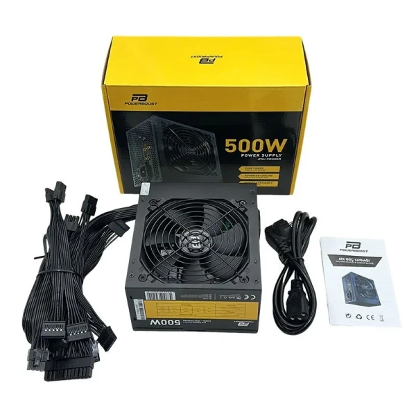 POWERBOOST PB500AR 500W APFC 2*PCI-E 6+2 PIN 12CM SİYAH FANLI ATX PSU (RETAIL BOX)