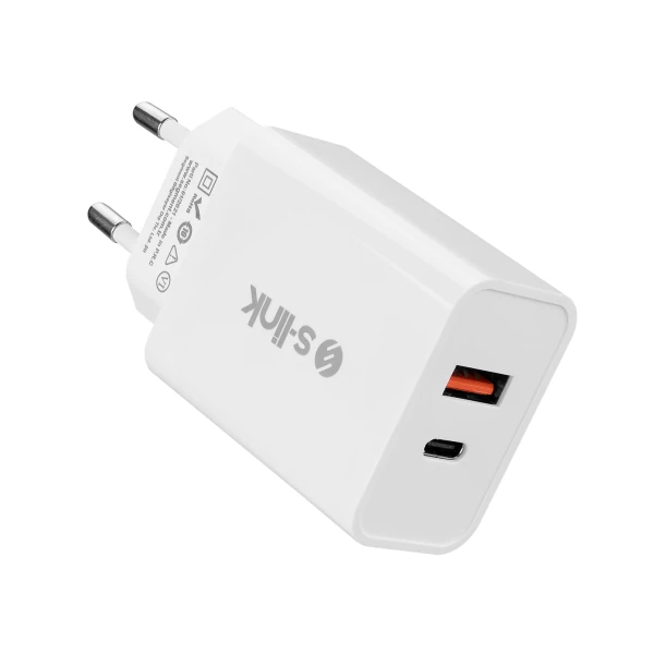 S-LINK SL-EC60 20W PD3.0/QUICK CHARGE QC3.0 TYPE USB-C +USB A HIZLI BEYAZ EV ŞARJ ADAPTÖR