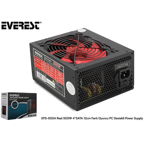 Eps-500a Real 500w 4*sata 12cm Fanlı Oyuncu Pc Destekli Power Supply