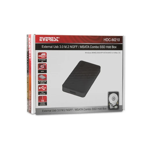 EVEREST HDC-M210 HARİCİ USB 3.0 M.2 NGFF / MSATA COMBO SSD HDD KUTU