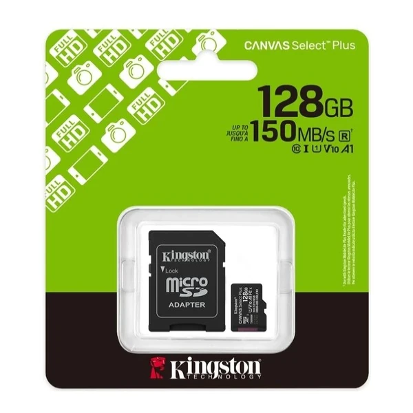 KINGSTON CANVAS SDCS3/128GB 128 GB SELECT PLUS GEN3 MICRO SDXC UHS-I 150MB/S