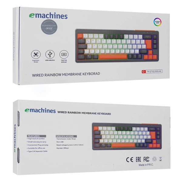 ACER EMACHINES EAK810 BEJ/SİYAH/TURUNCU USB RAINBOW AYDINLATMALI MINI Q STANDART KLAVYE