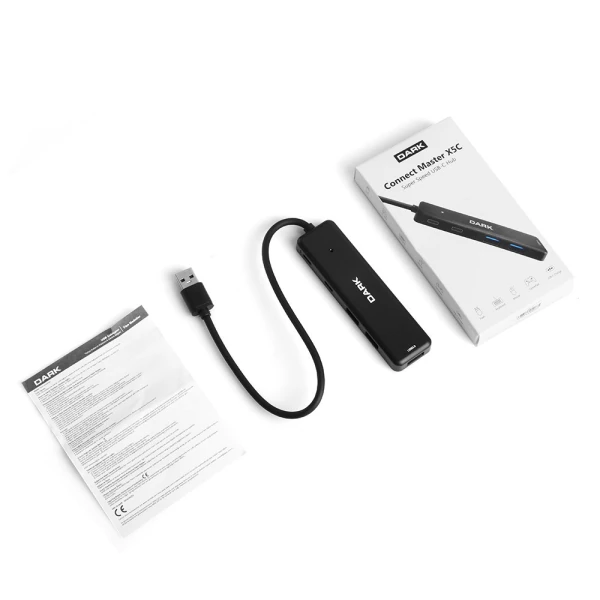 DARK DK-AC-USB347 CONNECT MASTER X5C USB3.2 GEN 1 TYPE-A TO 3 PORT USB-A & 1 PORT TYPE-C 2.0 / 1X TYPE-C CHARGE