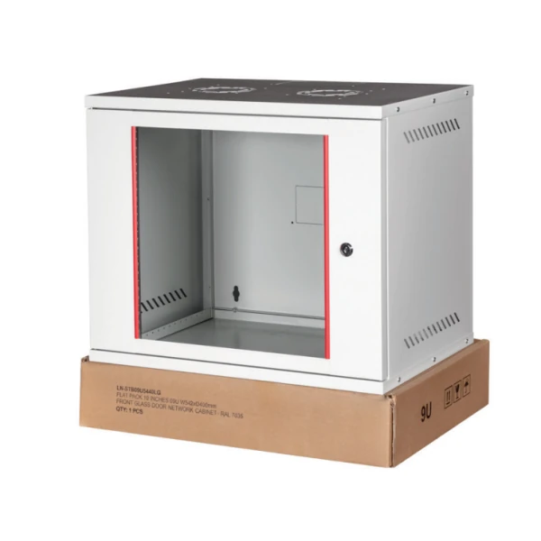 LANDE 9U LN-STB09U5440LG 19" STB SECURITY BOX DUVAR TIPI KABINET  W=542 MM D=400 MM RAL 7035 A.GRI (542X400X459)