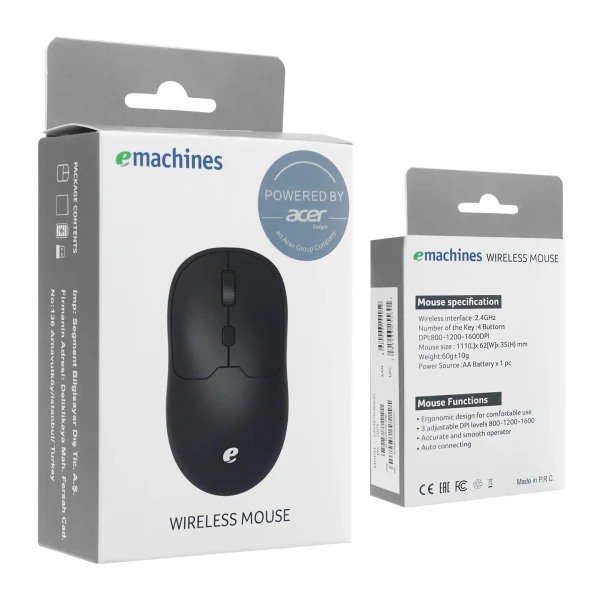 ACER EMACHINES EAM070 USB SİYAH 2.4GHZ KABLOSUZ MOUSE