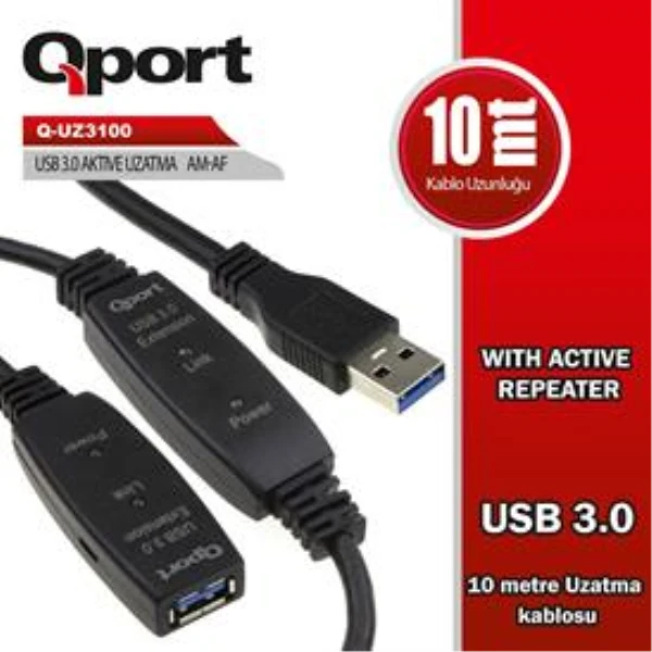 QPORT (Q-UZ3100) USB 3.0 10MT UZATMA KABLOSU YENILEYICI