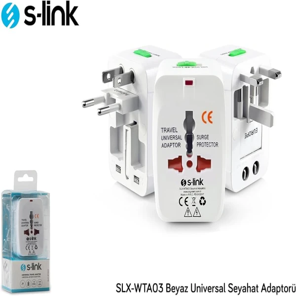S-LINK SLX-WTA03 BEYAZ UNIVERSAL SEYAHAT ADAPTORU