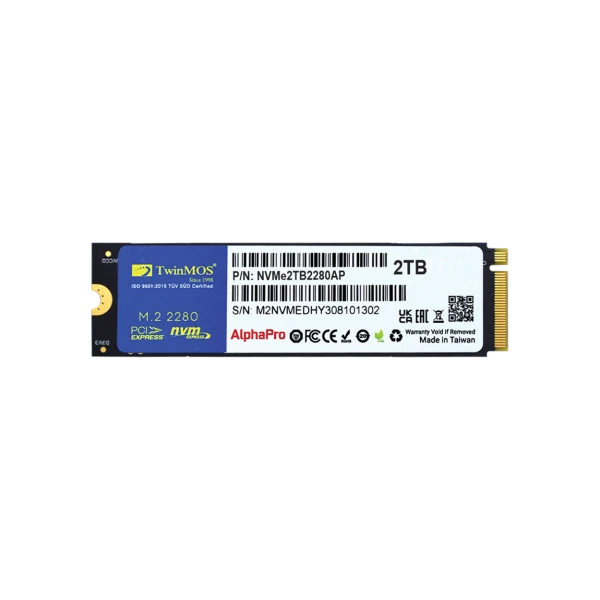 TWINMOS NVME2TB2280AP 2TB M.2 PCIE GEN3 NVME SSD (3600-3250MB/S) TLC 3DNAND