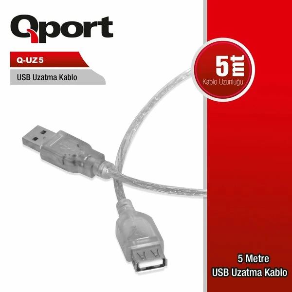 QPORT (Q-UZ5) 5MT USB UZATMA KABLOSU