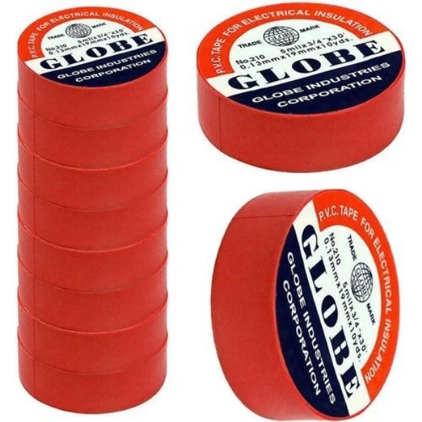 GLOBE KIRMIZI İZOLE BANT ELEKTRİK BANDI  0.13MM X 19MM X 10YDS
