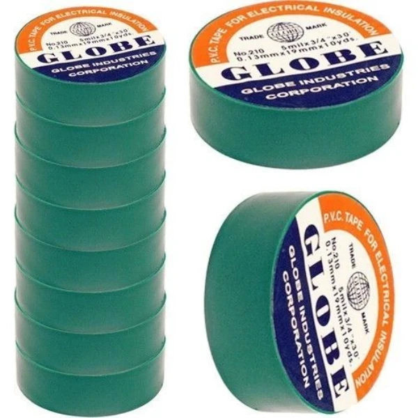 GLOBE YEŞİL İZOLE BANT ELEKTRİK BANDI  0.13MM X 19MM X 10YDS