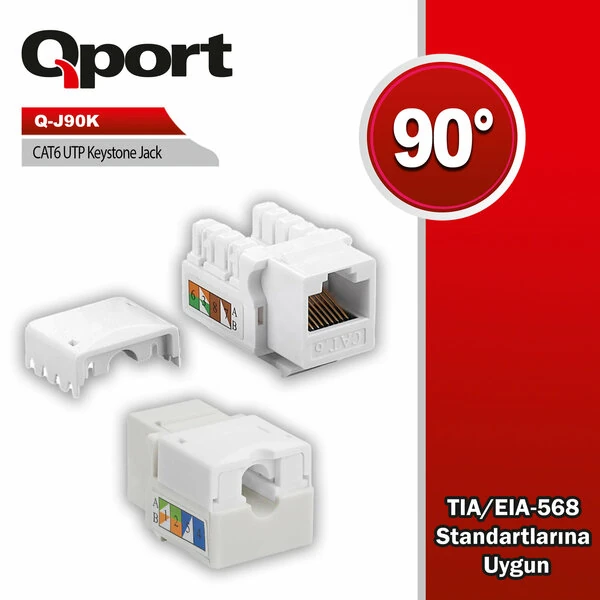 QPORT (Q-J90K) CAT6 90 DERECE KEYSTONE JACK