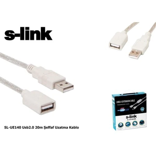 S-LINK SL-UE140 USB2.0 20M ŞEFFAF UZATMA KABLO