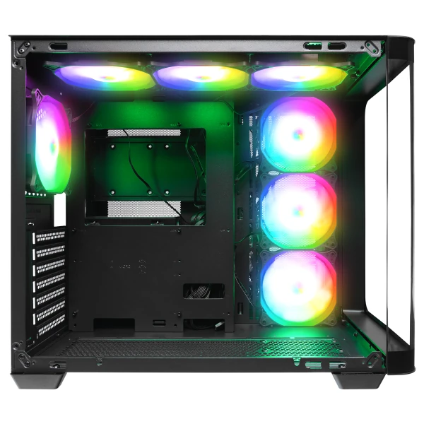 RAMPAGE LOOPY PLUS SİYAH 7*12CM ARGB FAN 950W 80 PLUS STANDART TEMPERLI CAM ATX MID-T GAMING OYUNCU KASASI