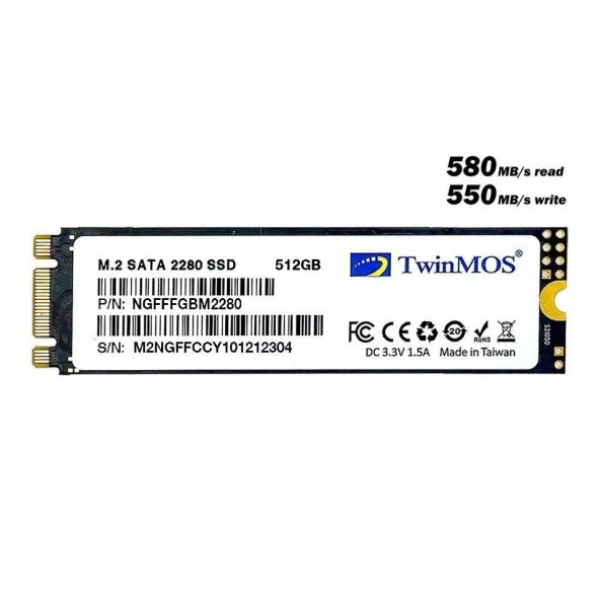TWINMOS NGFFFGBM2280 512GB M.2 2280 SATA3 SSD 580MB-550MB/S