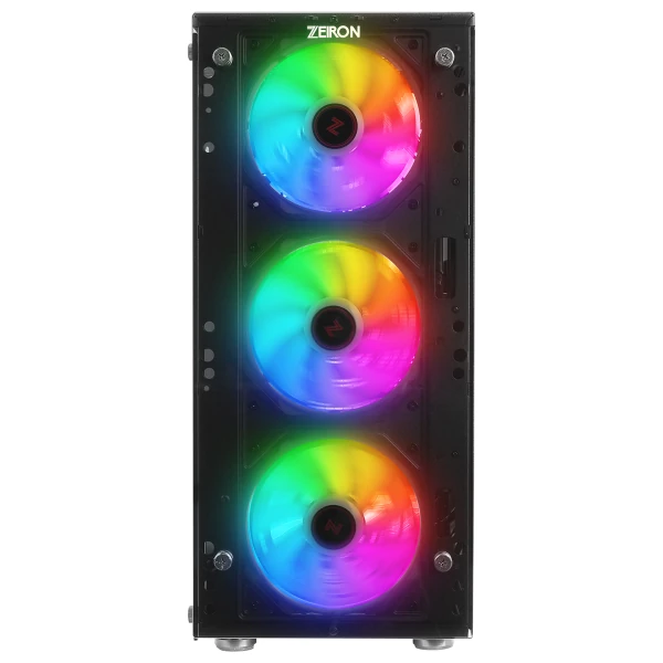 ZEIRON Z-MASTER X100 TEMPERED GLASS 4*SABIT RAINBOW FAN 2*USB2.0+USB3.0+HD AUDIO MID-TOWER GAMING OYUNCU KASASI