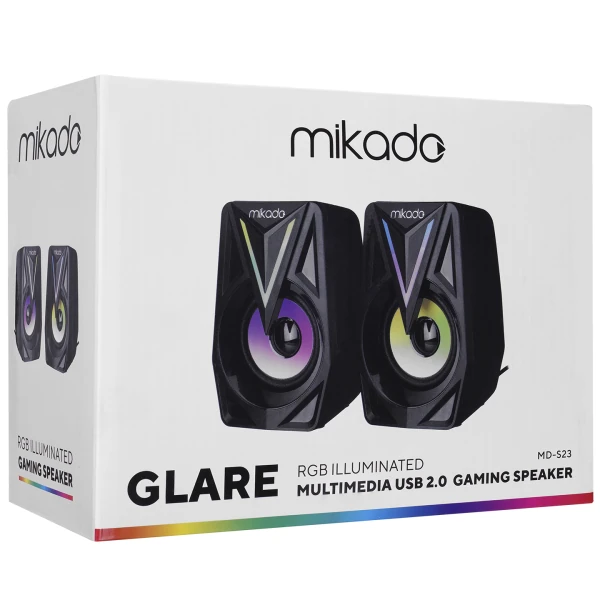 MIKADO MD-S23 GLARE 2.0 MULTIMEDIA 3W*2 SİYAH USB RGB IŞIKLI GAMING SPEAKER HOPARLÖR