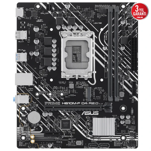 ASUS PRIME H610M-F D4 R2.0 Intel H610 LGA1700 DDR4 3200 HDMI M2 USB3.2 mATX ASUS 5X PROTECTION III Armoury Crate AI Suite 3