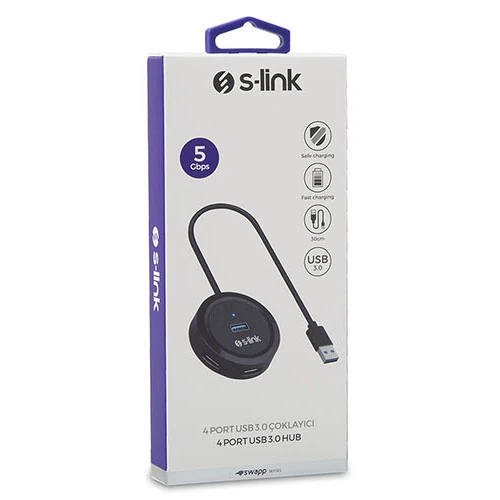 S-LINK SW-U300 4 PORT USB 3.0 GRİ USB HUB ÇOKLAYICI