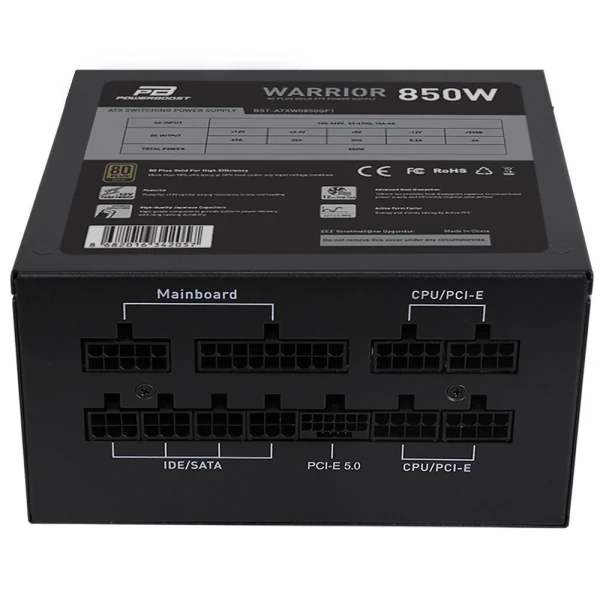 POWERBOOST BST-ATX0850GF1 WARRIOR 850W 80+ GOLD PCI-E GEN 5.0 FULL MODÜLER 12CM FANLI ATX PSU (JPSU-BST-ATXW0850GF1)