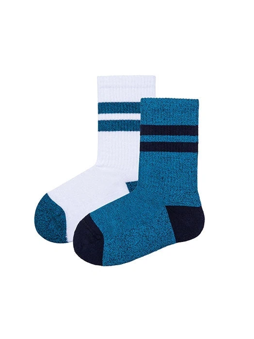 Spor Çizgili Çorap Teal Beyaz - 2'li Paket
