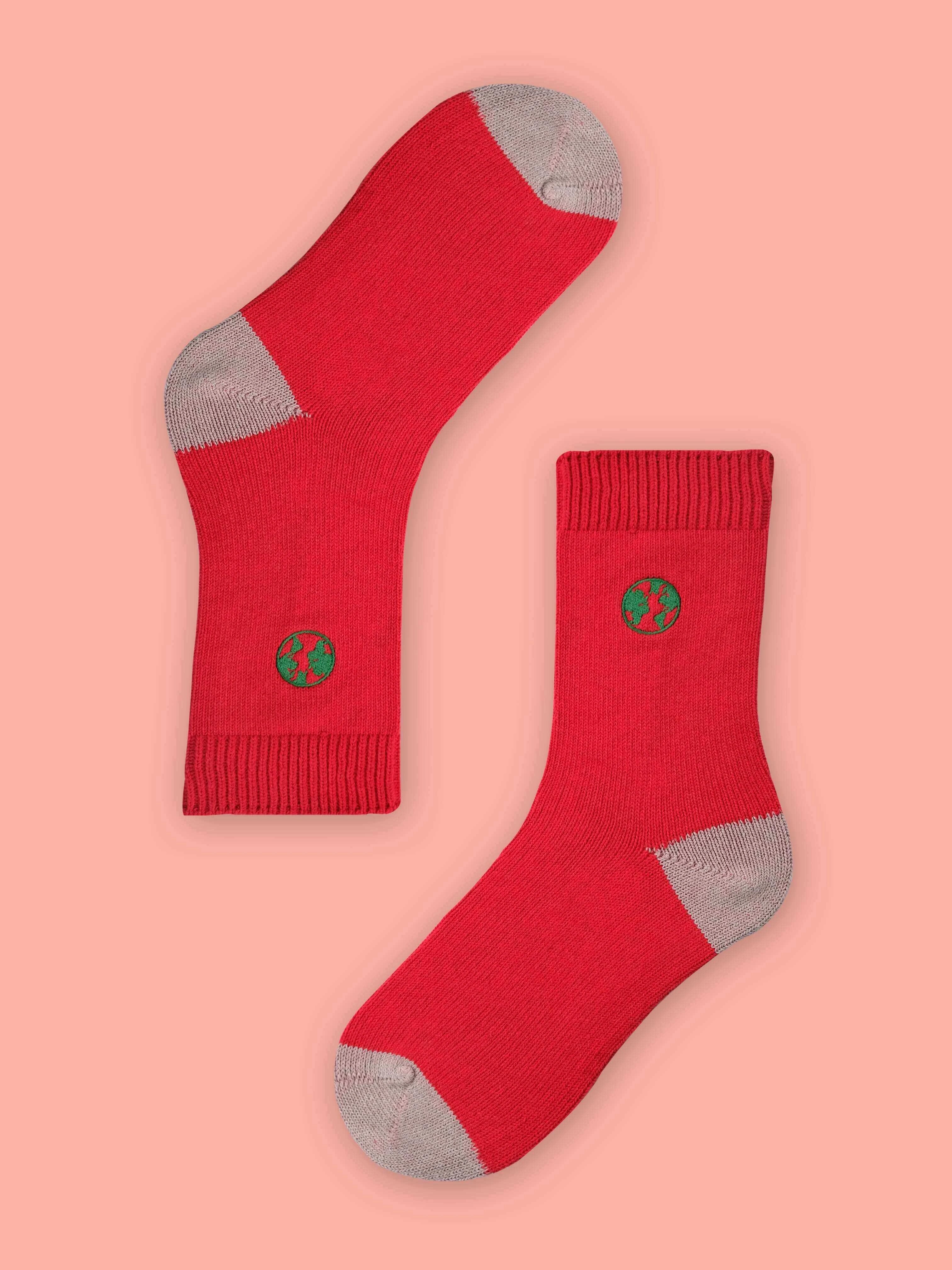 Reuse Kırmızı Geri Dönüştürülmüş Pamuklu Çorap