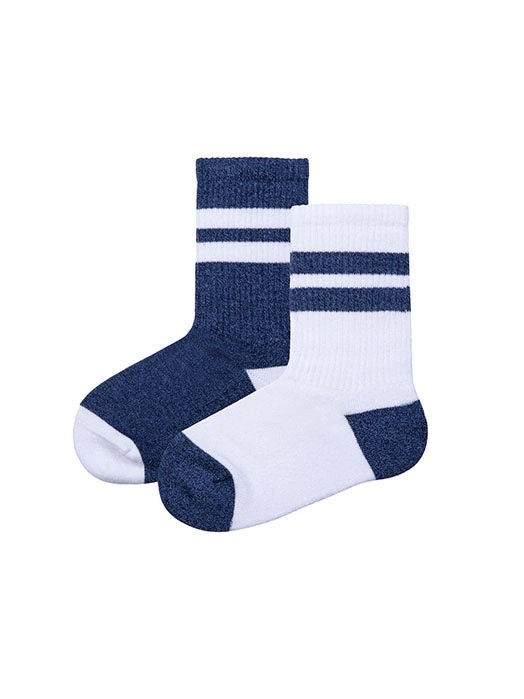 Spor Çizgili Çorap Lacivert Beyaz - 2'li Paket