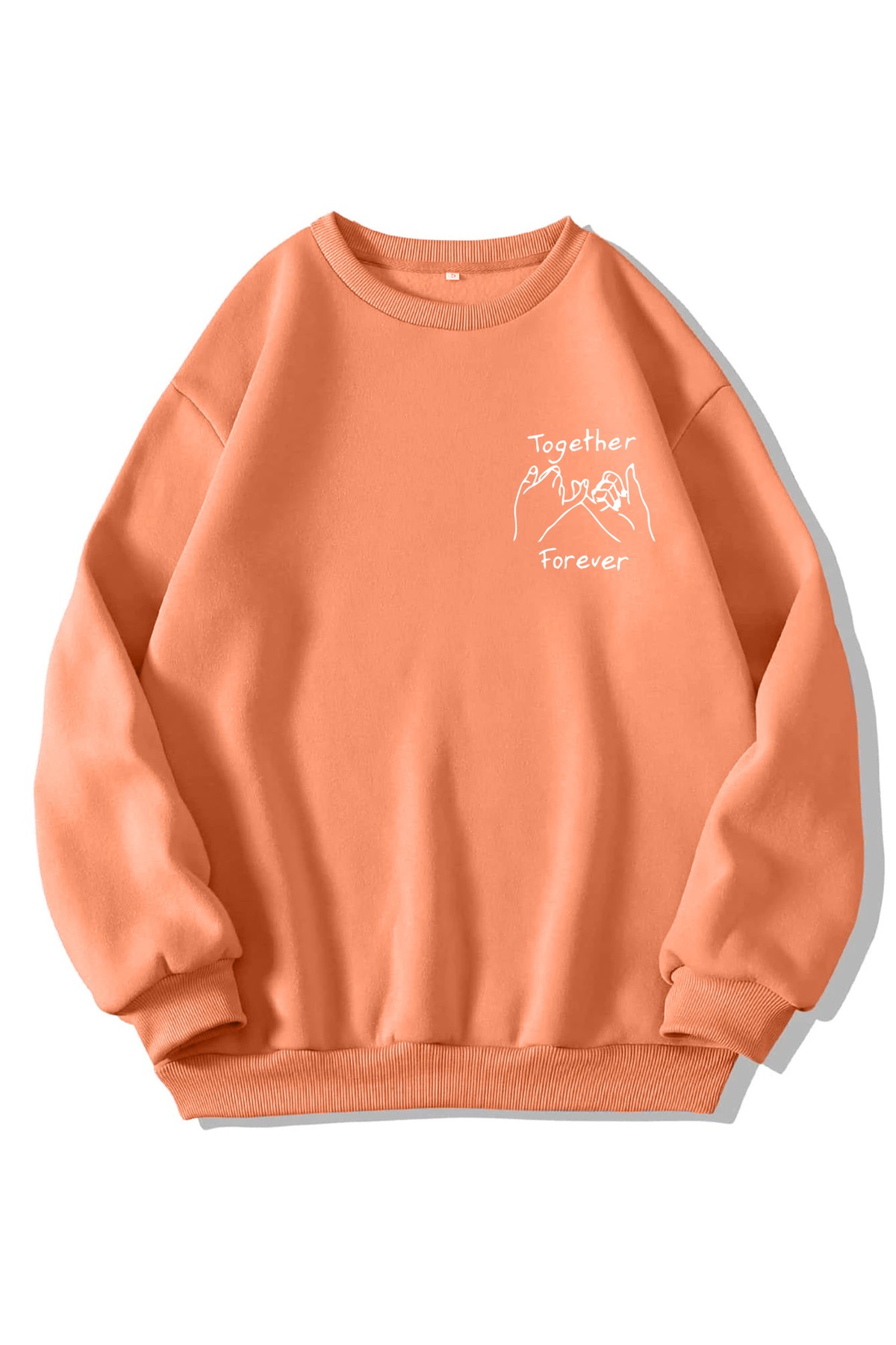 Unisex Bisiklet Yaka Together Forever Baskılı Oversize Salaş Kesim Polar Sweatshirt