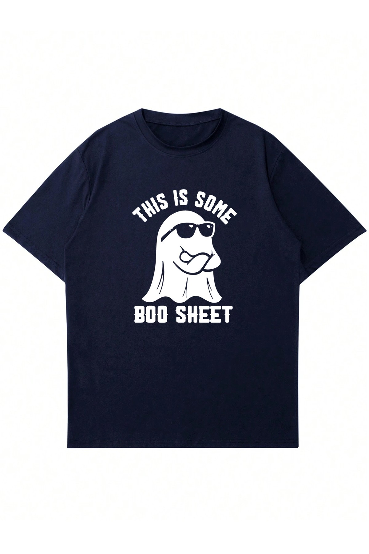 Unisex Bisiklet Yaka Boo Sheet Baskılı Oversize T-shirt