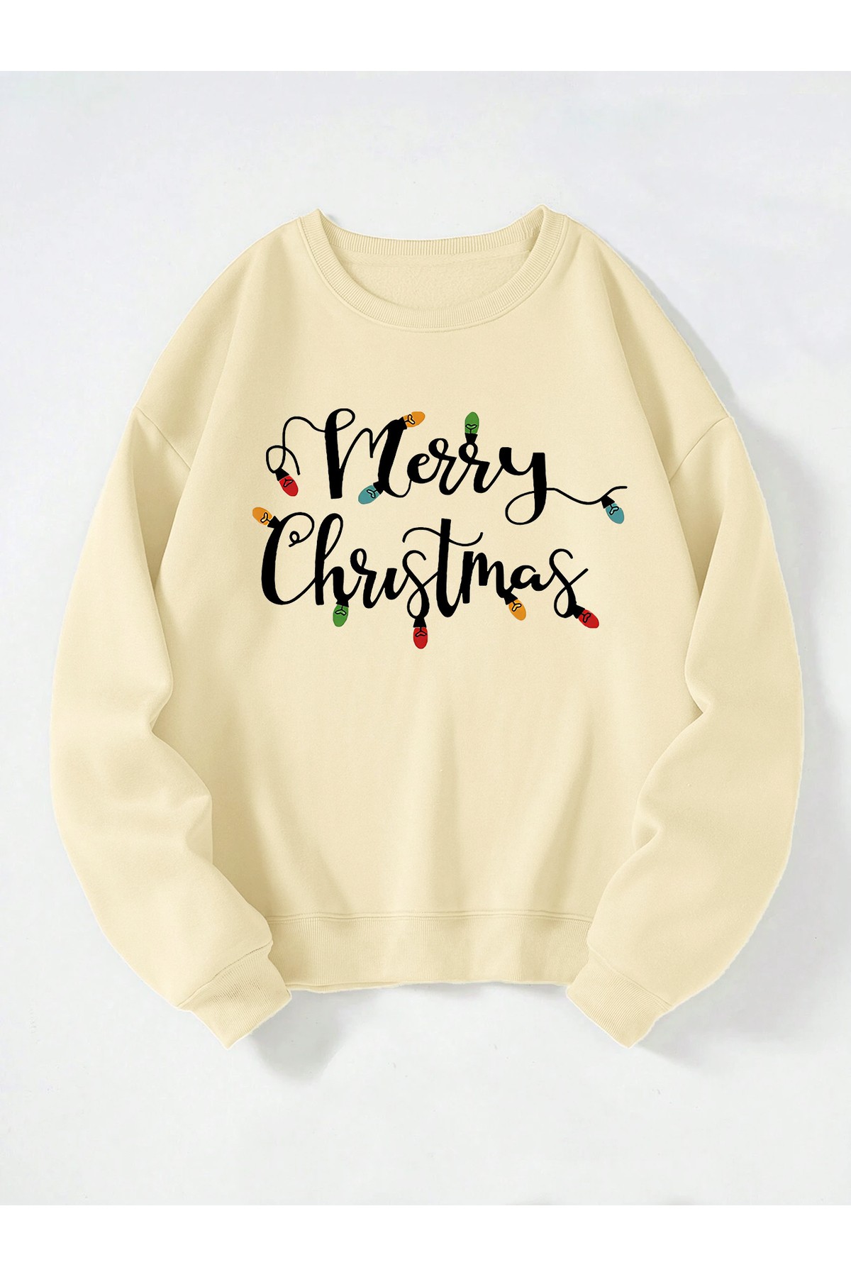 Kadın Merry Christmas Baskılı Oversize Sweatshirt