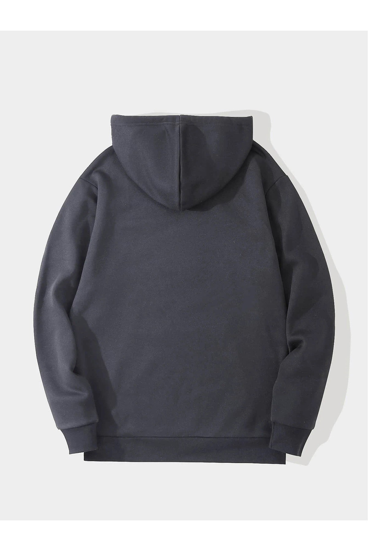 Unisex Basic Düz Renk Kapüşonlu İçi Yumuşak Polarlı Oversize Sweatshirt