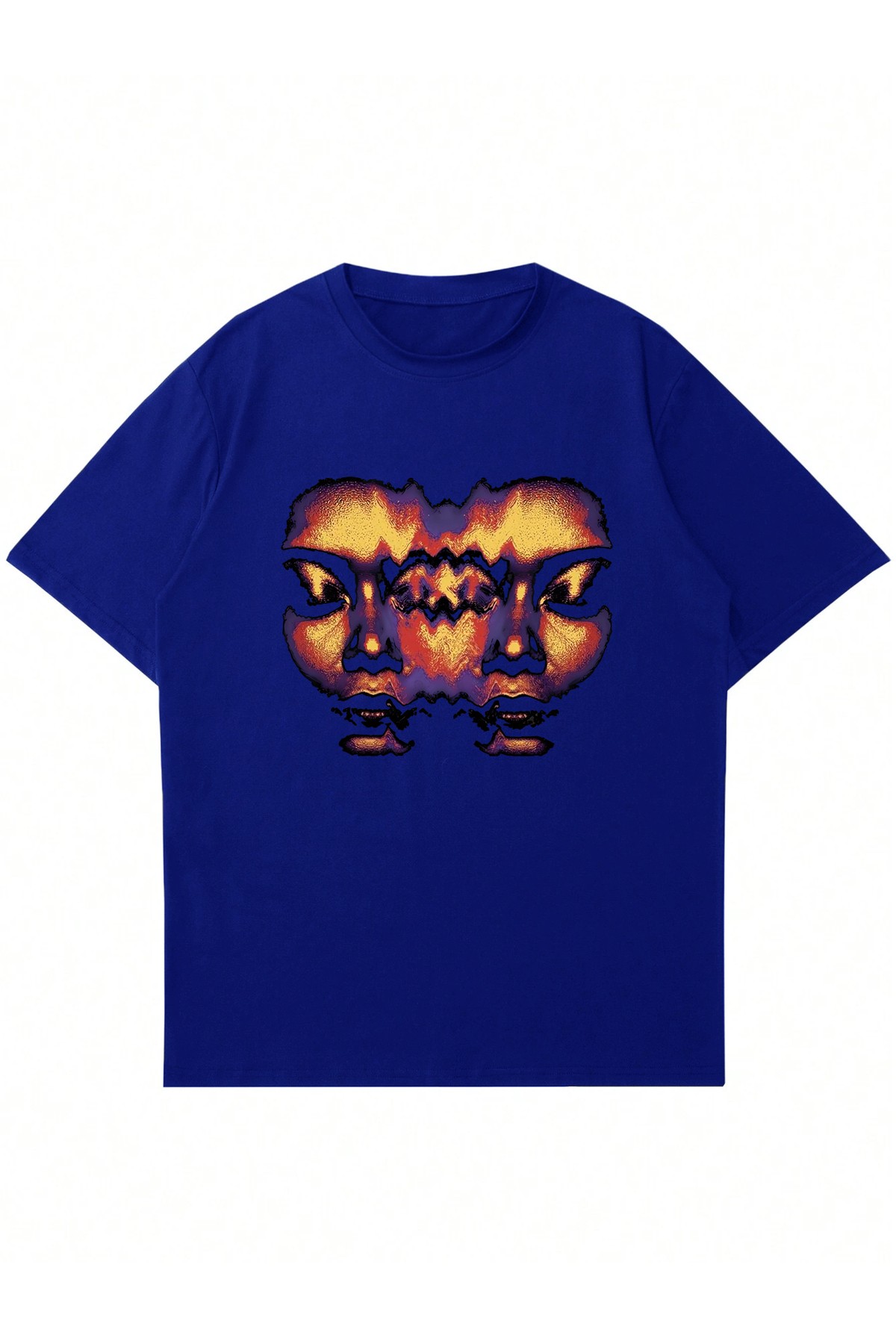 Unisex Bisiklet Yaka Two Face Baskılı Oversize T-shirt