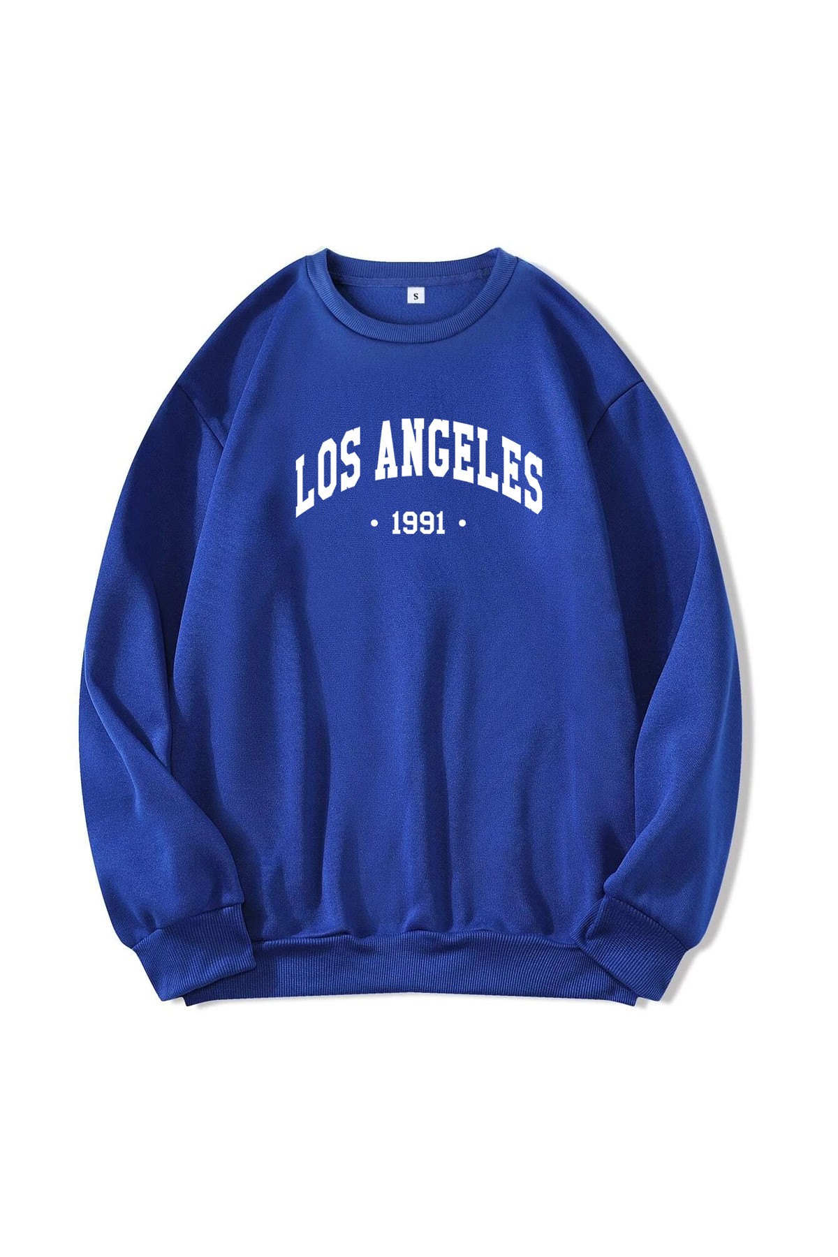 Unisex Bisiklet Yaka Los Angeles Baskılı Oversize Salaş Kesim Polar Sweatshirt