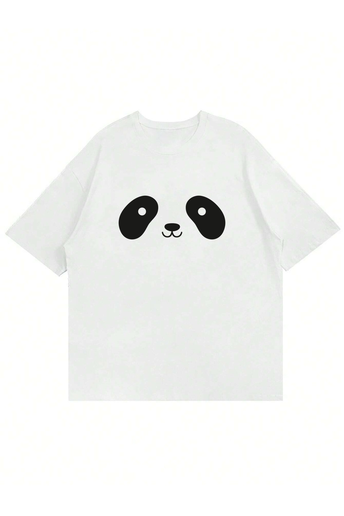 Unisex Panda Baskılı Bisiklet Yaka Oversize T-shirt