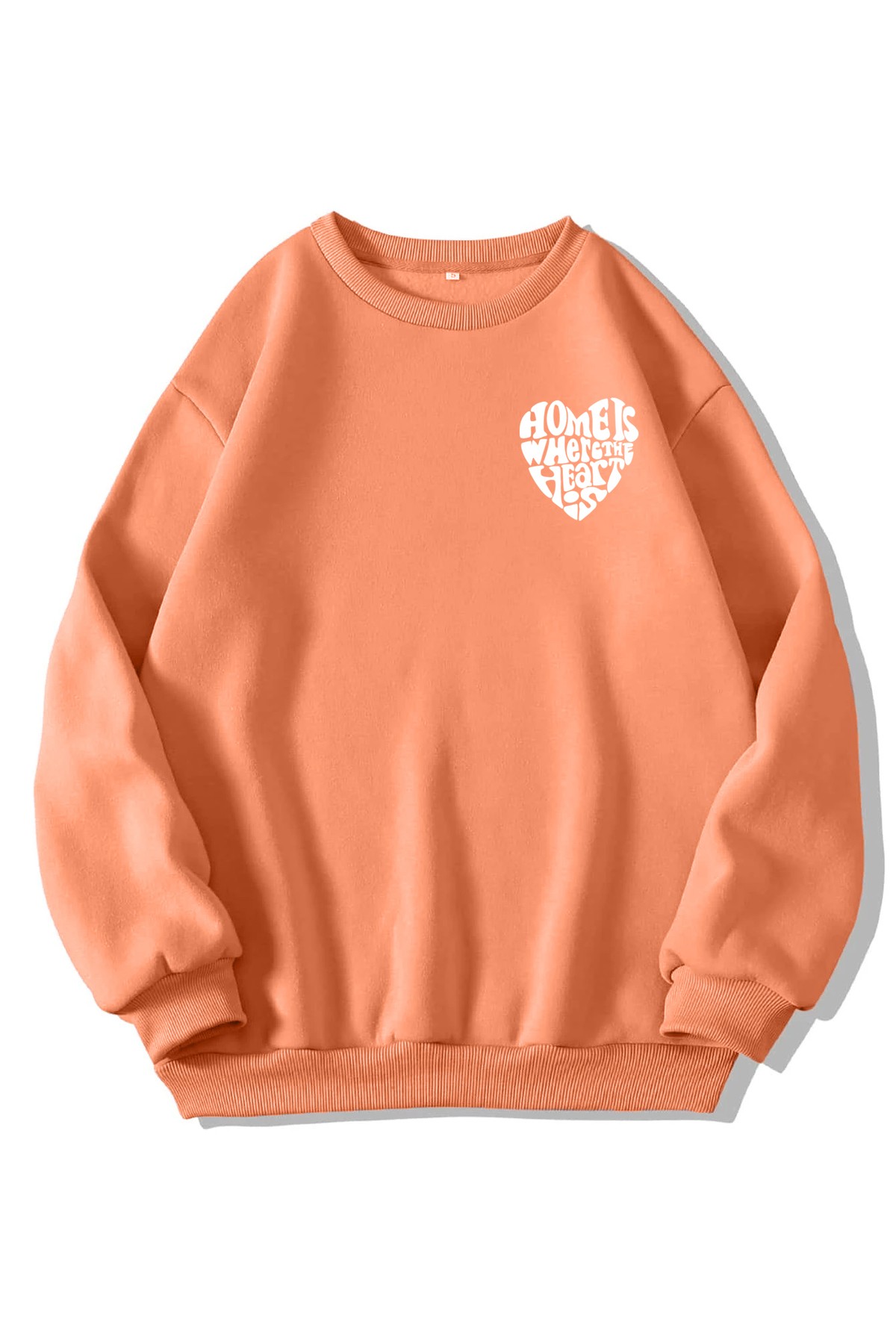 Unisex Bisiklet Yaka Heart Baskılı Oversize Salaş Kesim Polar Sweatshirt