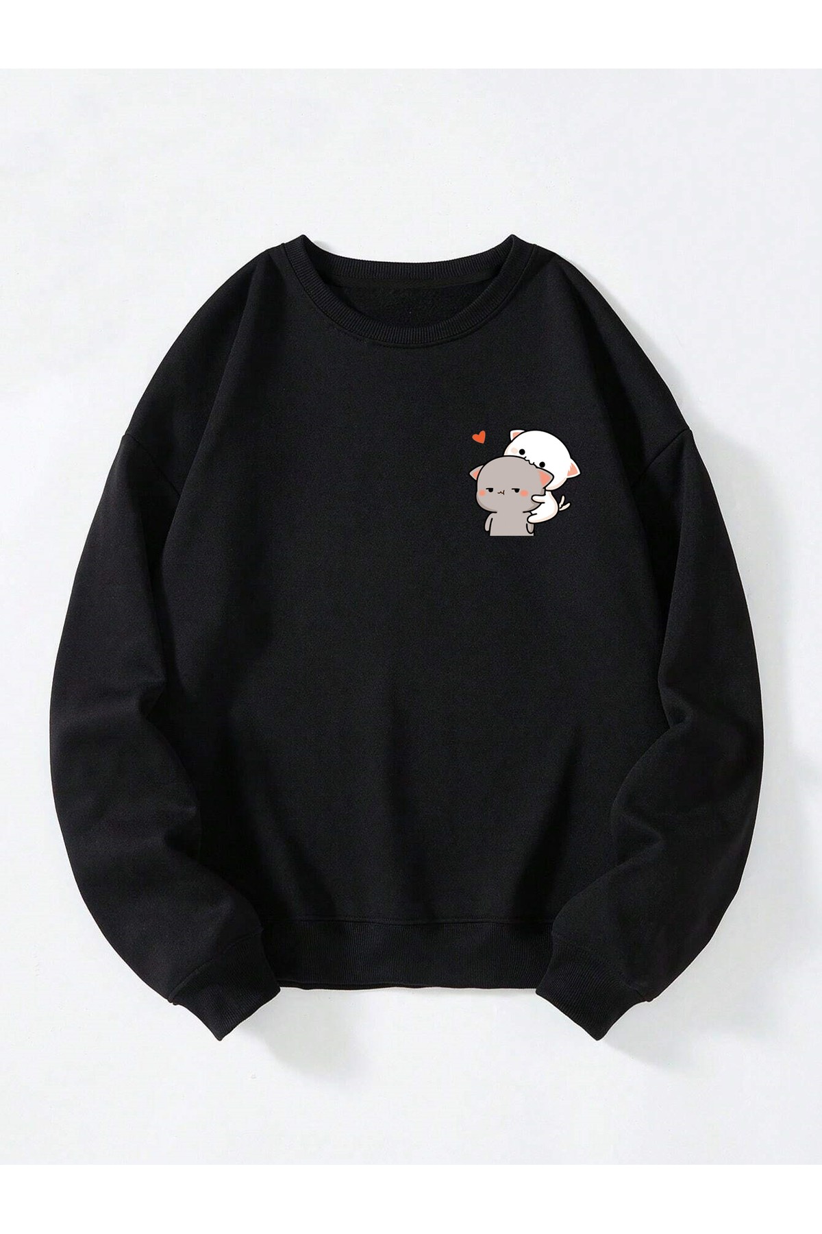 Unisex Bisiklet Yaka Goma and Peach Baskılı Oversize Salaş Kesim Polar Sweatshirt