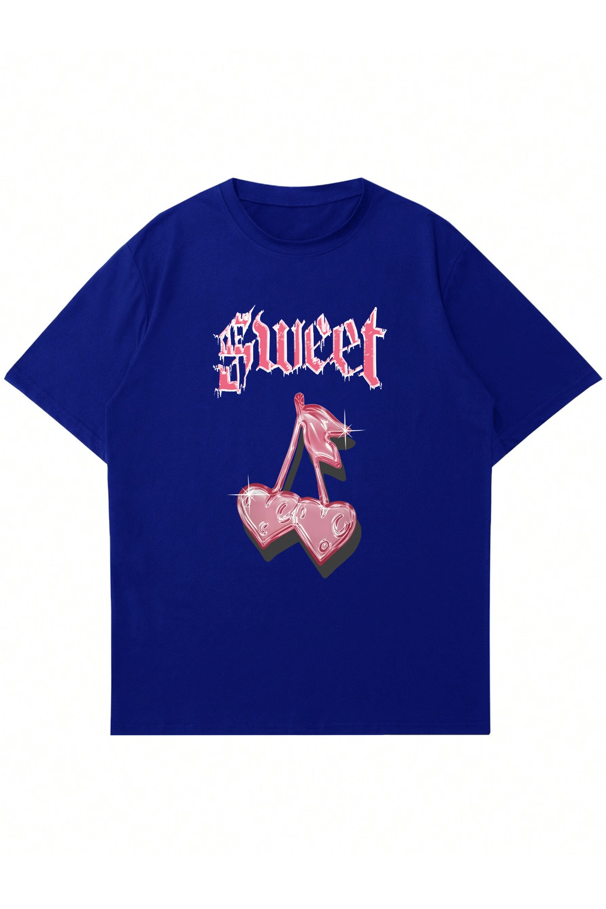 Unisex Bisiklet Yaka Sweet Baskılı Oversize T-shirt