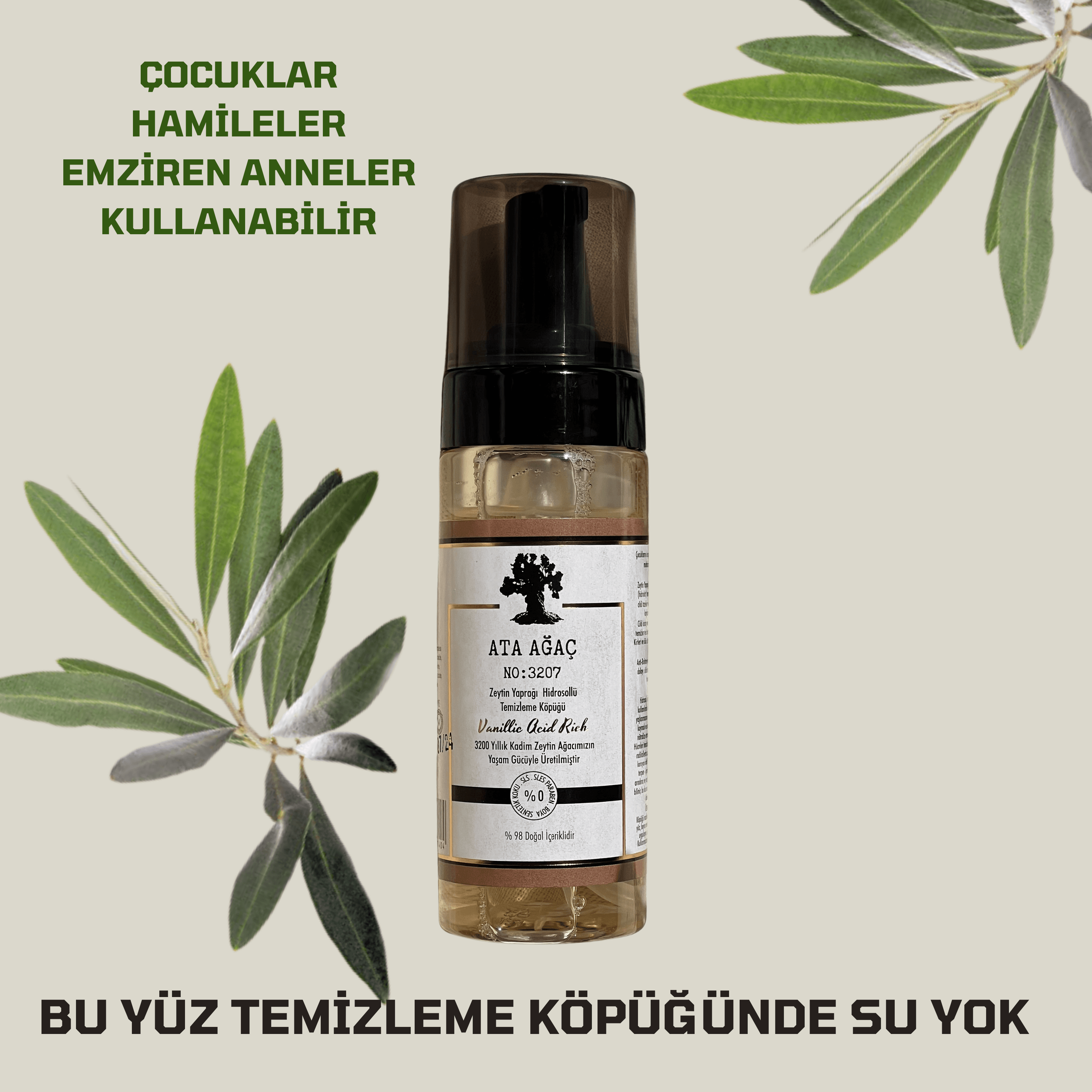 3207 Zeytin Yaprağı Hidrosollü Temizleme Köpüğü