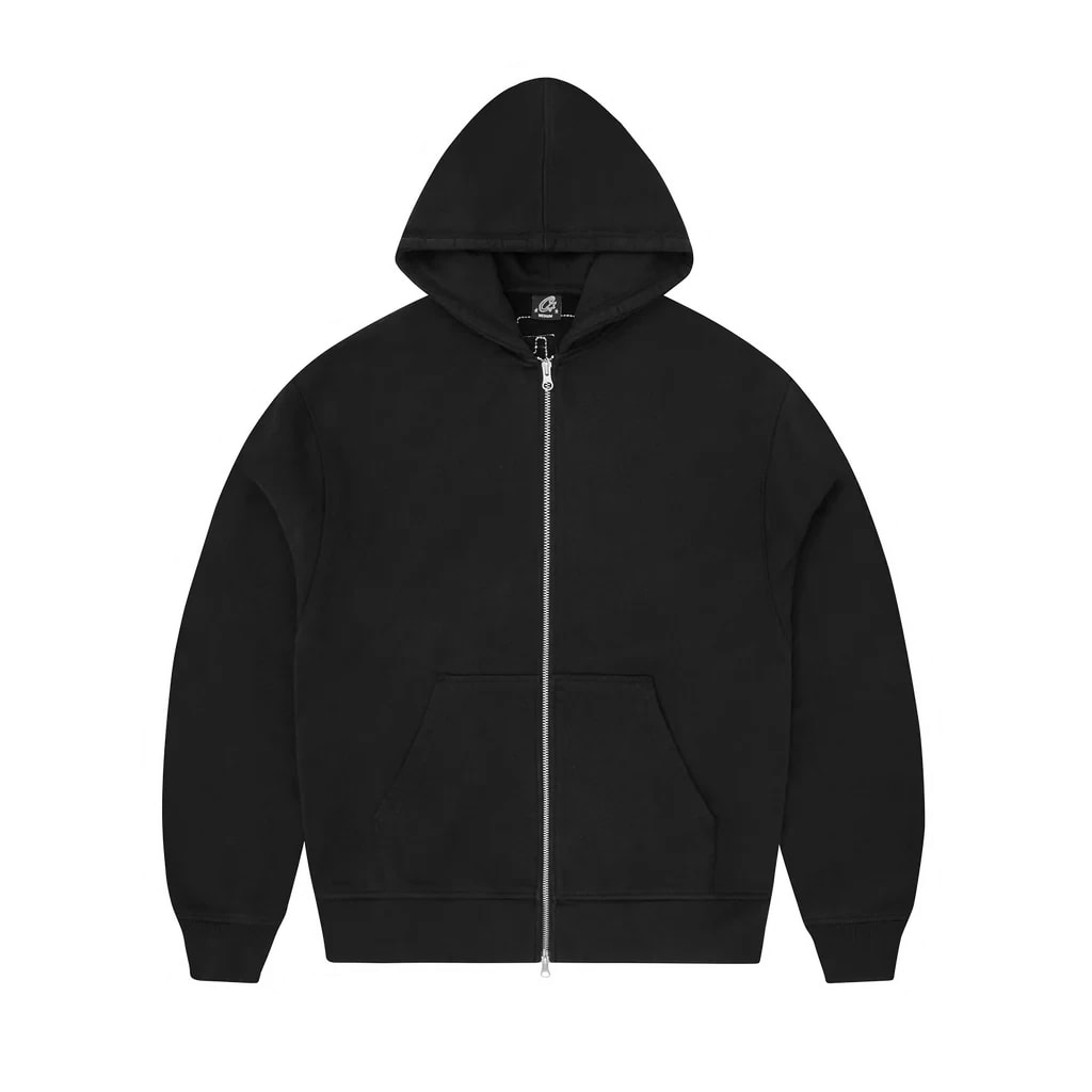 LUNDUN STITCH ZIP HOODIE ALL BLACK
