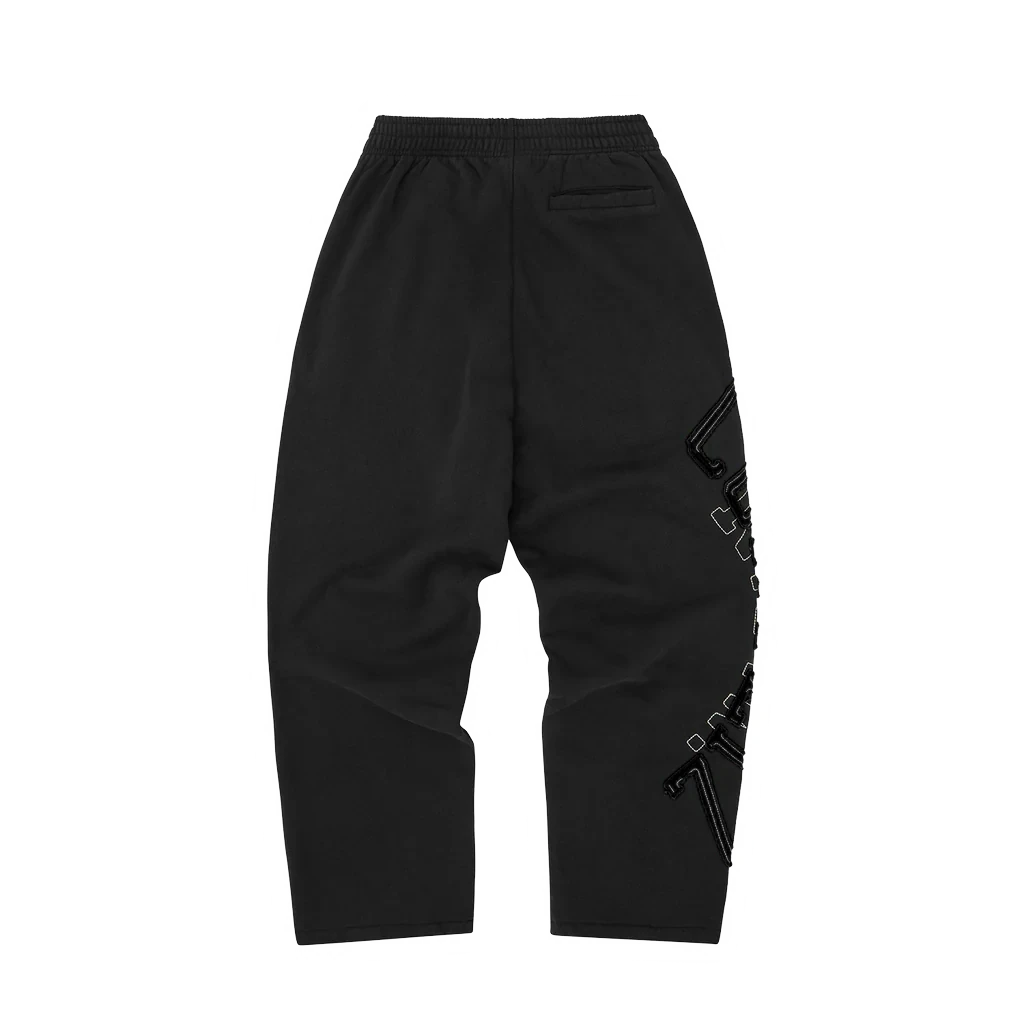 LUNDUN STITCH OPEN LEG SWEATPANT ALL BLACK