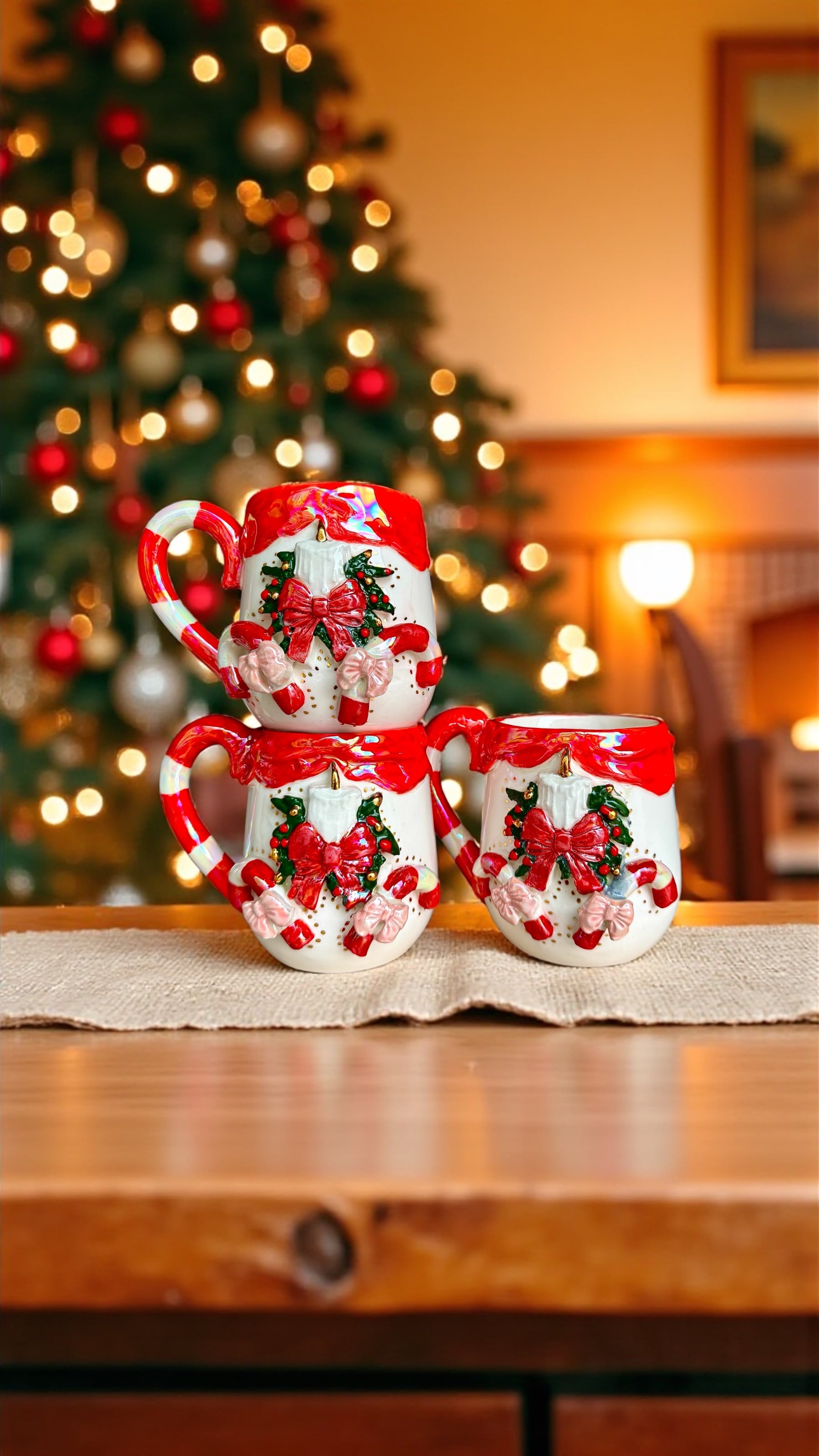 Candy Cane Christmas Seramik Kupa