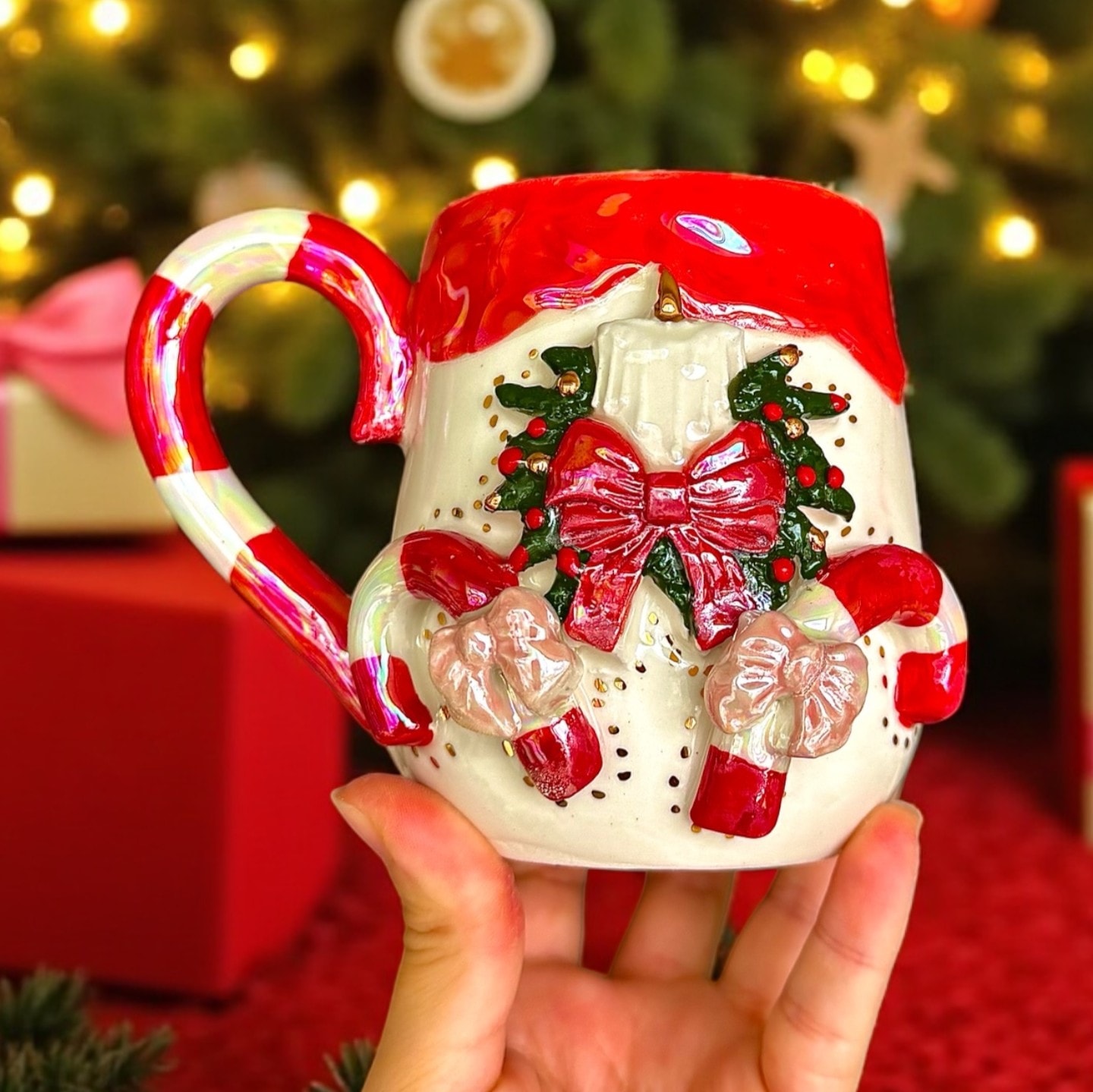 Candy Cane Christmas Seramik Kupa