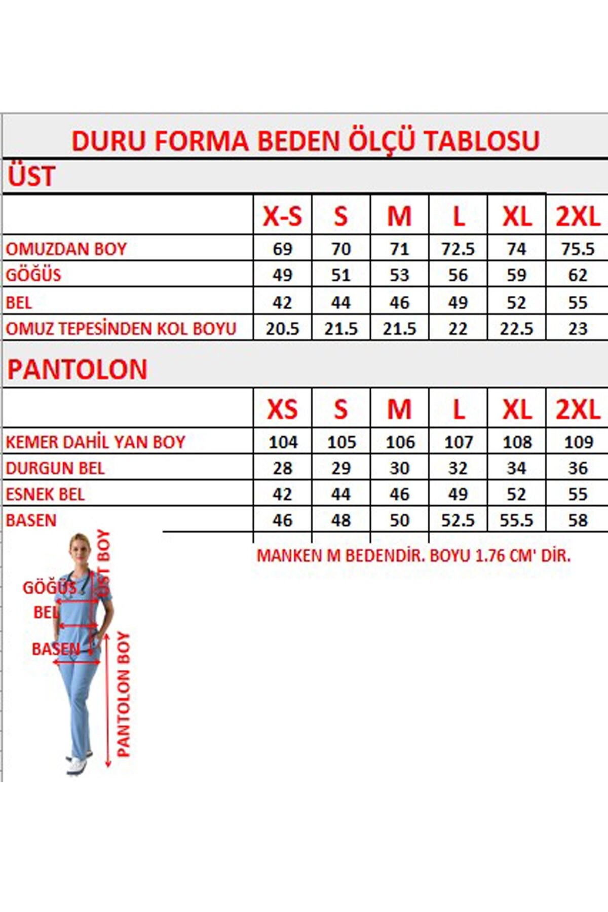 Kırmızı Likralı Yaka Detaylı Kadın Scrubs Forma Takımı