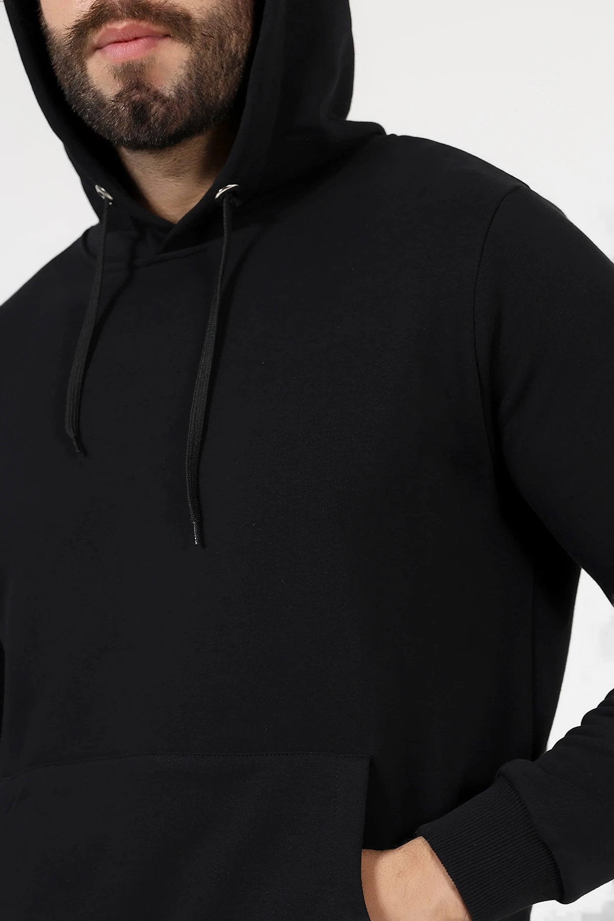 Siyah Kapşonlu Erkek Sweat Katlanınca Çantaya Dönüşen Beduca Sweat