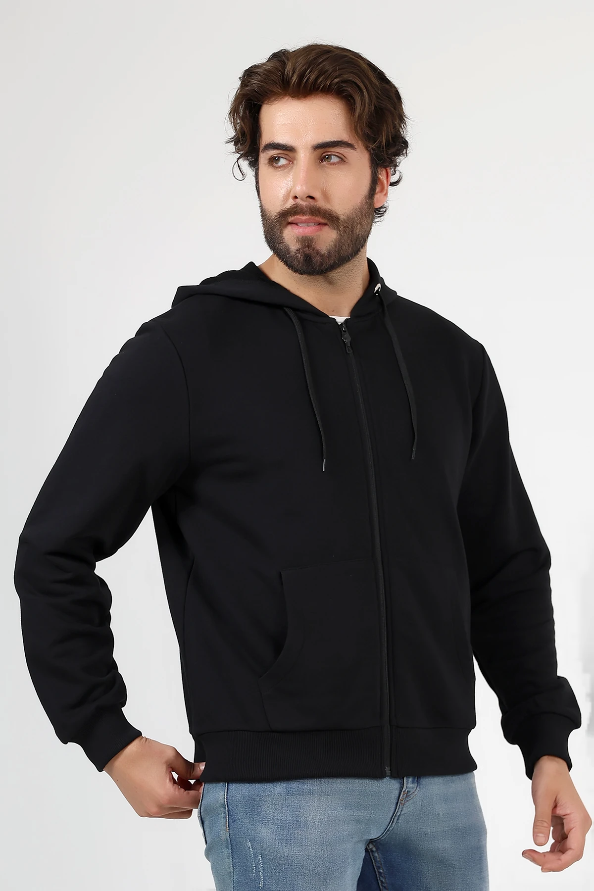 Siyah Fermuarlı Erkek Hırka Katlanınca Çantaya Dönüşen Beduca Hırka